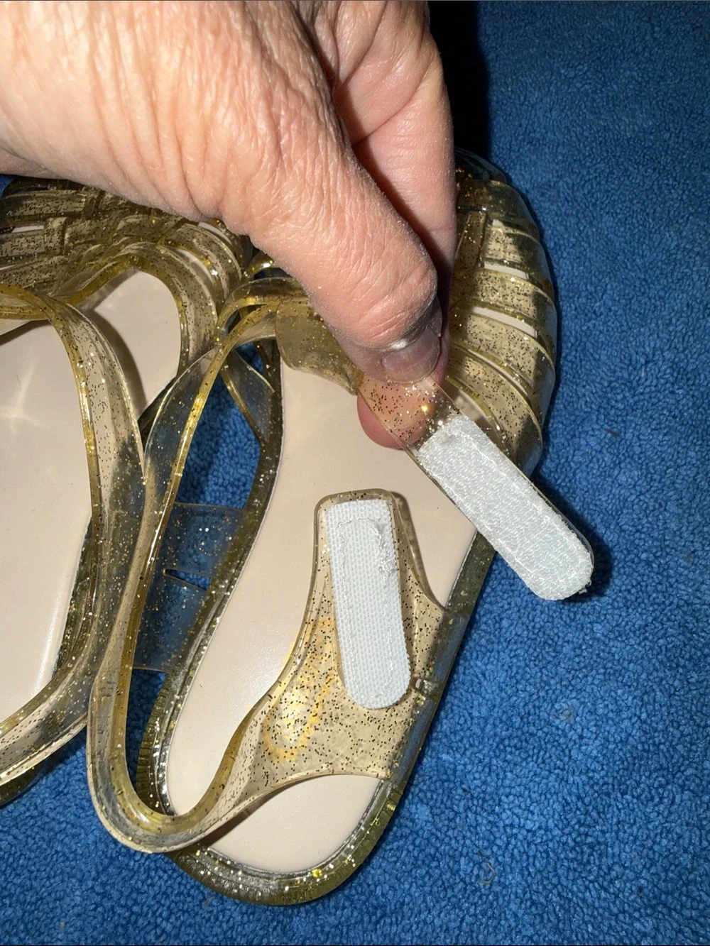 Gold Glitter Jelly Sandals - Kids Mary Jane Style